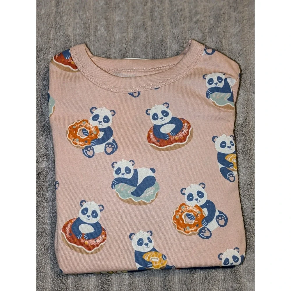 Members Mark Organic Cotton Pajama Set of 2 Kids 3T Panda ‎ Popcorn Print NWT